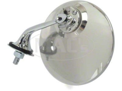 Round Stainless/Chrome British Style Outside Mirror, Left Side