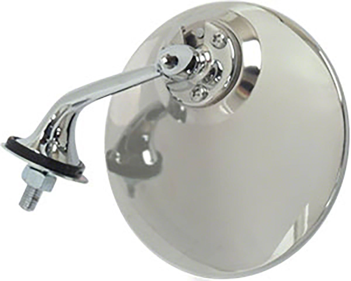 Ecklers Round Stainless/Chrome British Style Outside Mirror, Left