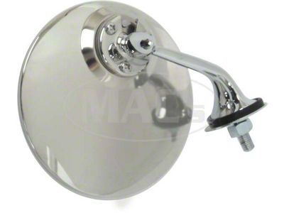 Round Stainless/Chrome British Style Outside Mirror, Right Side