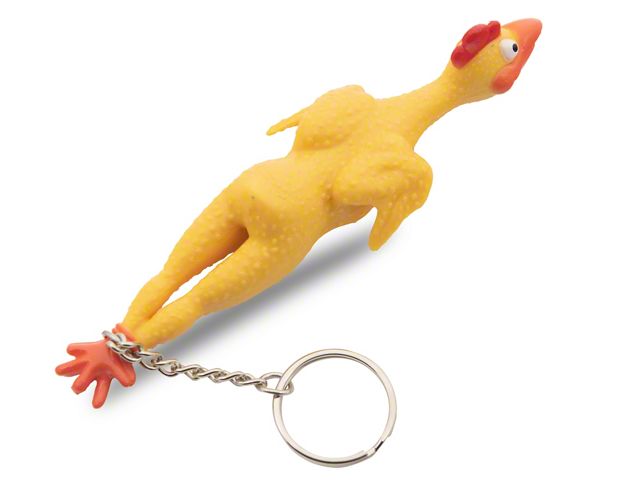 Rubber Chicken Key Chain, With Chrome Plated Chain