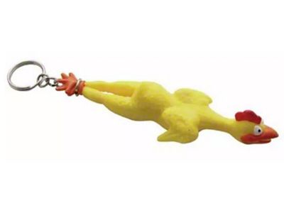 Rubber Chicken Key Chain, With Chrome Plated Chain