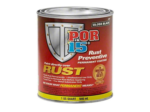Rust Preventive Paint, Black, Gloss, Quart, POR-15r