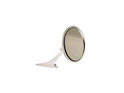 Scott Drake Door Mirror with Bowtie Logo and Convex Glass; Chrome (1967 Camaro)