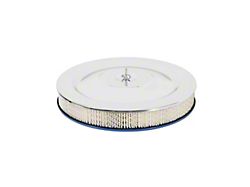 Scott Drake 14-Inch Air Cleaner with Blue Base and 302 Hi-Po Decal; Chrome (64-73 Mustang)