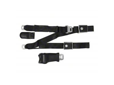 Scott Drake Concours 3-Point Seat Belt with Lap Retractor; Black (68-69 Mustang)
