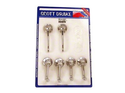 Scott Drake Door Handle and Window Crank Kit; Chrome (64-Early 65 Mustang Coupe, Convertible)