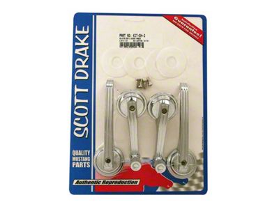 Scott Drake Door Handle and Window Crank Kit; Chrome (Late 65-67 Mustang Fastback)