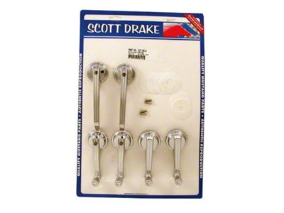 Scott Drake Door Handle and Window Crank Kit; Chrome (Late 65-67 Mustang Coupe, Convertible)