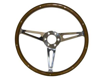 Scott Drake GT350 Style Genuine Wood and Aluminum 6-Hole Steering Wheel; 14-Inch (65-73 Mustang)