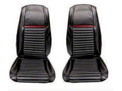 Scott Drake Mach 1 Front Bucket Seat Upholstery; Black/Red (1969 Mustang Mach 1)