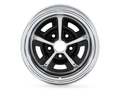 Scott Drake Magnum 500 Black and Chrome Wheel; 14x6 (64-73 Mustang)