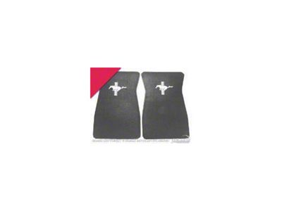 Scott Drake Nylon Carpet Front and Rear Floor Mats with Tri-Bar Running Pony Logo; Bright Red (64-73 Mustang)