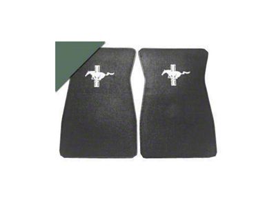 Scott Drake Nylon Carpet Front and Rear Floor Mats with Tri-Bar Running Pony Logo; Ivy Gold (64-73 Mustang)
