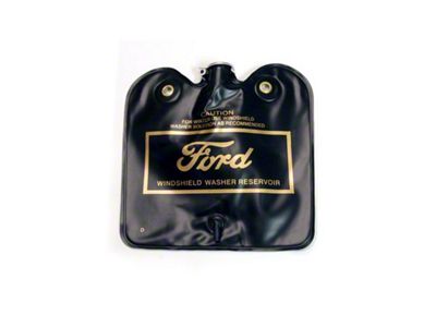 Scott Drake Windshield Washer Reservoir Bag with Flip Cap; Gold Ford Logo (66-67 Mustang)