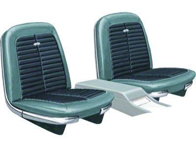 Seat Covers - Front Buckets Only - Ford Galaxie 500 XL - Light Blue 156 With Medium Blue 154 Inserts