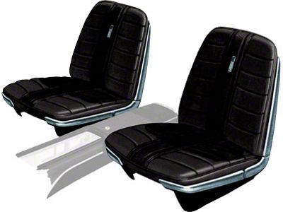 Seat Covers - Front Buckets Only - Ford Galaxie XL - Black 101 With Black 101S Inserts