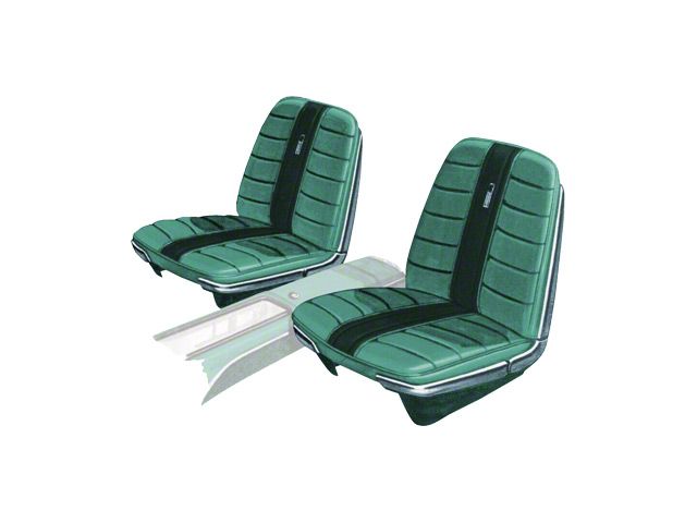 Seat Covers - Front Buckets Only - Ford Galaxie XL - Light Aqua 159 With Dark Aqua 163S Inserts