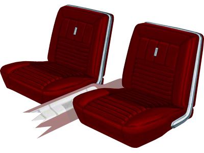 Seat Covers - Full Set Of Front Bucket & Rear Bench - Fairlane 500XL, GT & 2 Door Hardtop - Red L-2920 With Red L-2954 Inserts