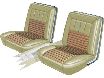 Seat Covers - Full Set Of Front Bucket & Rear Bench - Fairlane 500XL & GT Convertible - Parchment L-2613 With ParchmentL-2945 Inserts