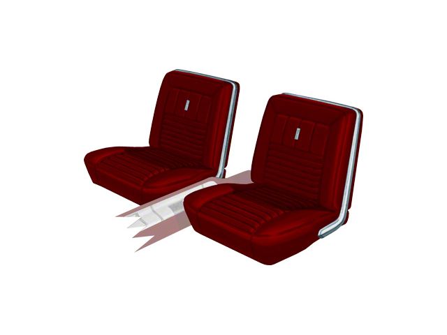 Seat Covers - Full Set Of Front Bucket & Rear Bench - Fairlane 500XL & GT Convertible - Red L-2920 With Red L-2954 Inserts