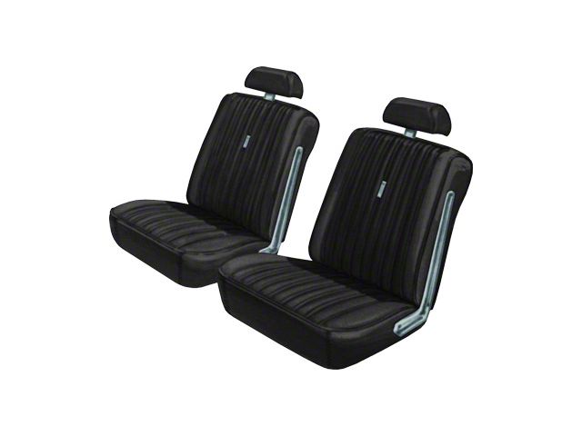 Seat Covers - Full Set Of Front Bucket & Rear Bench - Torino 2 Door Hardtop & Fastback - Black L-3722 With Black L-3437Inserts