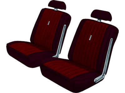 Seat Covers - Full Set Of Front Bucket & Rear Bench - Torino 2 Door Hardtop & Fastback - Maroon L-3724 With Maroon L-3440 Inserts