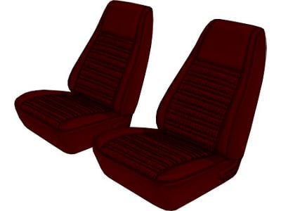 Seat Covers - Full Set Of Front Bucket & Rear Bench - Torino 2 Door Hardtop & Fastback - Maroon L-3724 With Maroon Simulated Comfortweave Inserts