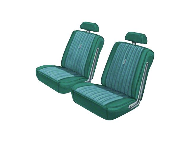 Seat Covers - Full Set Of Front Bucket & Rear Bench - Torino 2 Door Hardtop & Fastback - Aqua L-2929 With Aqua L-3474 Inserts