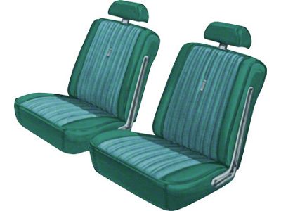 Seat Covers - Full Set Of Front Bucket & Rear Bench - Torino 2 Door Hardtop & Fastback - Aqua L-2929 With Aqua L-3474 Inserts