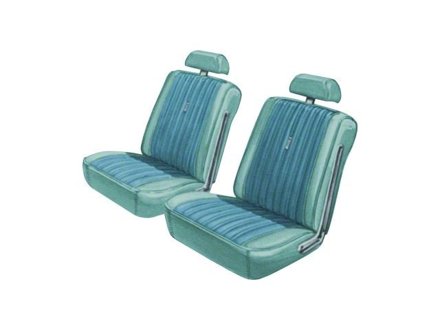Seat Covers - Full Set Of Front Bucket & Rear Bench - Torino 2 Door Hardtop & Fastback - Blue L-3627 With Blue L-3441 Inserts