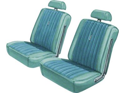 Seat Covers - Full Set Of Front Bucket & Rear Bench - Torino 2 Door Hardtop & Fastback - Blue L-3627 With Blue L-3441 Inserts
