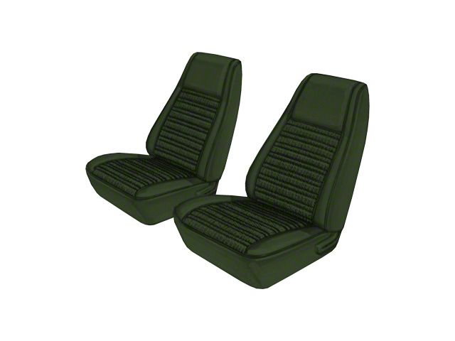 Seat Covers - Pair Of Front Bucket - Torino 2 Door Hardtop, Fastback, Convertible or Ranchero - Green L-4234 With Green Simulated Comfortweave Inserts