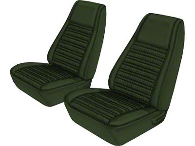 Seat Covers - Pair Of Front Bucket - Torino 2 Door Hardtop, Fastback, Convertible or Ranchero - Green L-4234 With Green Simulated Comfortweave Inserts