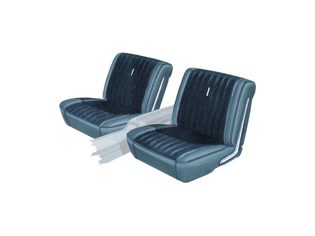 Seat Covers - Pair Of Front Bucket - Torino 2 Door Hardtop, Fastback or Convertible - Blue L-2287 With Dark Blue L-3435 Inserts