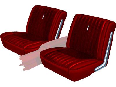 Seat Covers - Pair Of Front Bucket - Torino 2 Door Hardtop, Fastback or Convertible - Maroon L-3116 With Maroon L-3440 Inserts