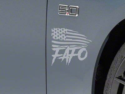 SEC10 FAFO Small Flag Decal; Silver (Universal; Some Adaptation May Be Required)