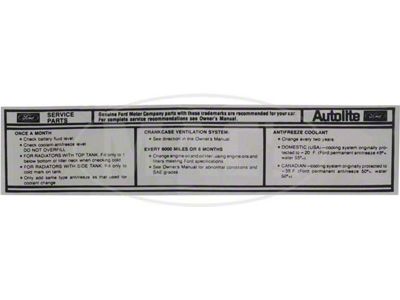 Service Specification Decal, Montego, 1971