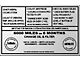 Service Specifications Decal - Comet & Montego
