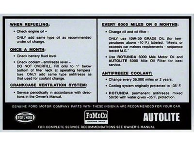 Service Specifications Decal - Ford