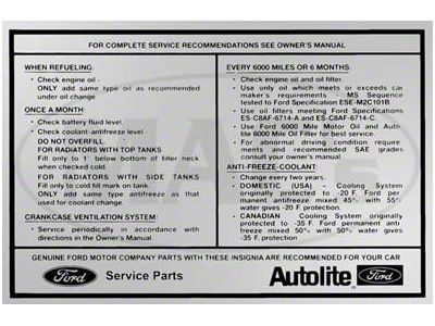 Service Specifications Decal - Mercury
