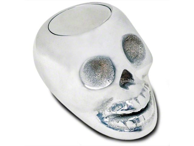 Shift Knob, Lokar, Polished Aluminum Skull, Plain Push Button, Universal Automatic Transmission