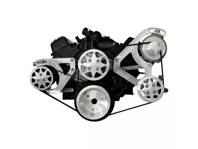 Small Block Chevy Serpintine Conversion Kit AC Configured With Out Accessories Polished