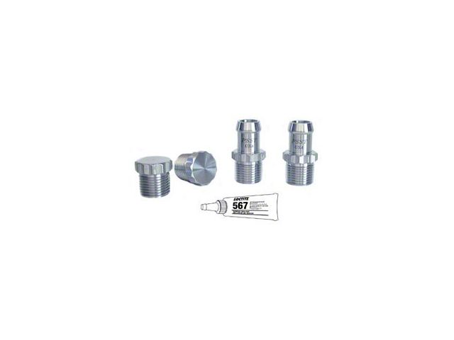 Small Block Intake & Water Pump Heater Hose Fitting Kit, Stainless Steel, With 12 Point Head, Small Block