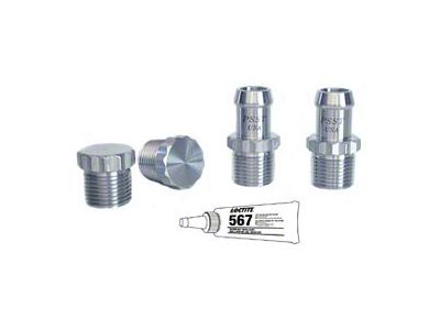 Small Block Intake & Water Pump Heater Hose Fitting Kit, Stainless Steel, With 12 Point Head, Small Block