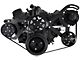 Small Block Chevy Serpintine Conversion Kit AC Configured With Accessories Black Anodized 105 Amp Alternator