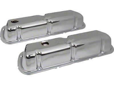 Small Block Valve Covers, OE Style In Blue Or Chrome, 'Power By Ford' Raised Lettering