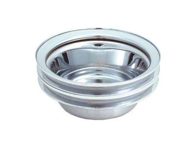 Spectre Crankshaft Pulley; Lower Double Grove; Chrome (69-74 Small Block V8 Corvette C3 w/ Long Water Pump)