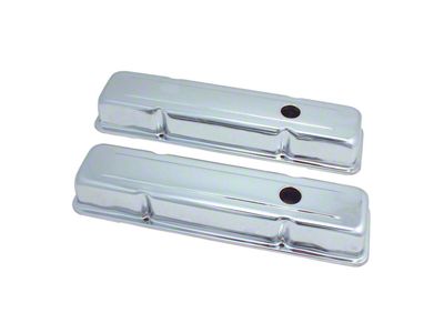 Spectre Short Valve Covers; 2-Hole; Chrome (69-74 Small Block V8 Corvette C3)
