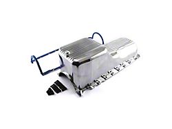 Speedmaster Chevy 350 Finned Aluminum Oil Pan with Passenger Side Dipstick and Gasket Kit; 1-Piece Rear Main; Polished (Universal; Some Adaptation May Be Required)