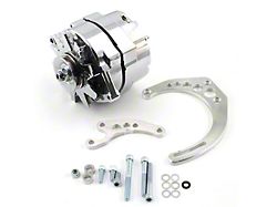 Speedmaster Chevy Small Block Camel Hump 1-Wire 100 Amp Alternator with Aluminum Bracket Kit for Long Water Pump; Chrome (Universal; Some Adaptation May Be Required)